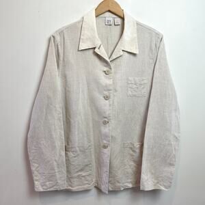 DKNY Linen Cotton Blazer Sz XL Minimalist Summer Capsule Quiet Luxury